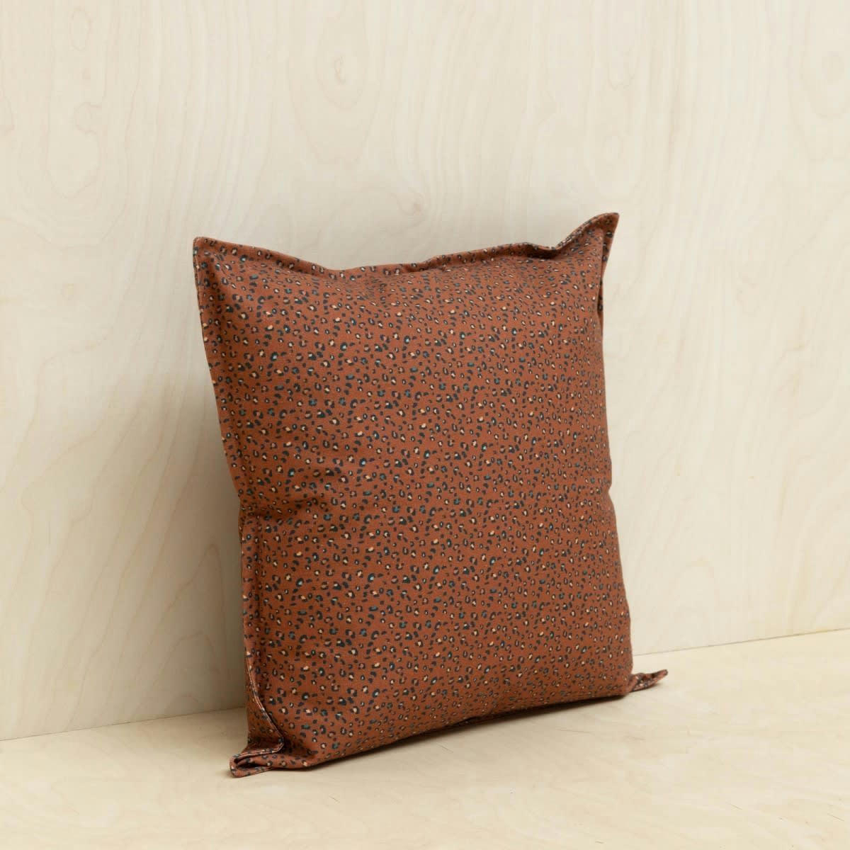 HÔTEL PARTICULIER - Housse de coussin en coton imprimé léopard rouge foncé 50x50