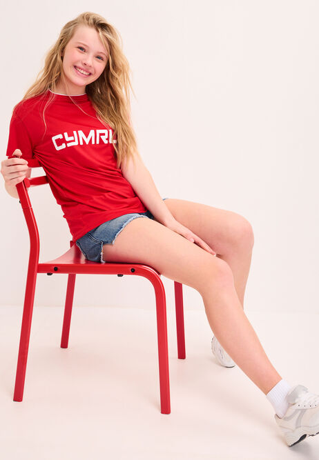 Older Kids Red Cymru Wales T-shirt