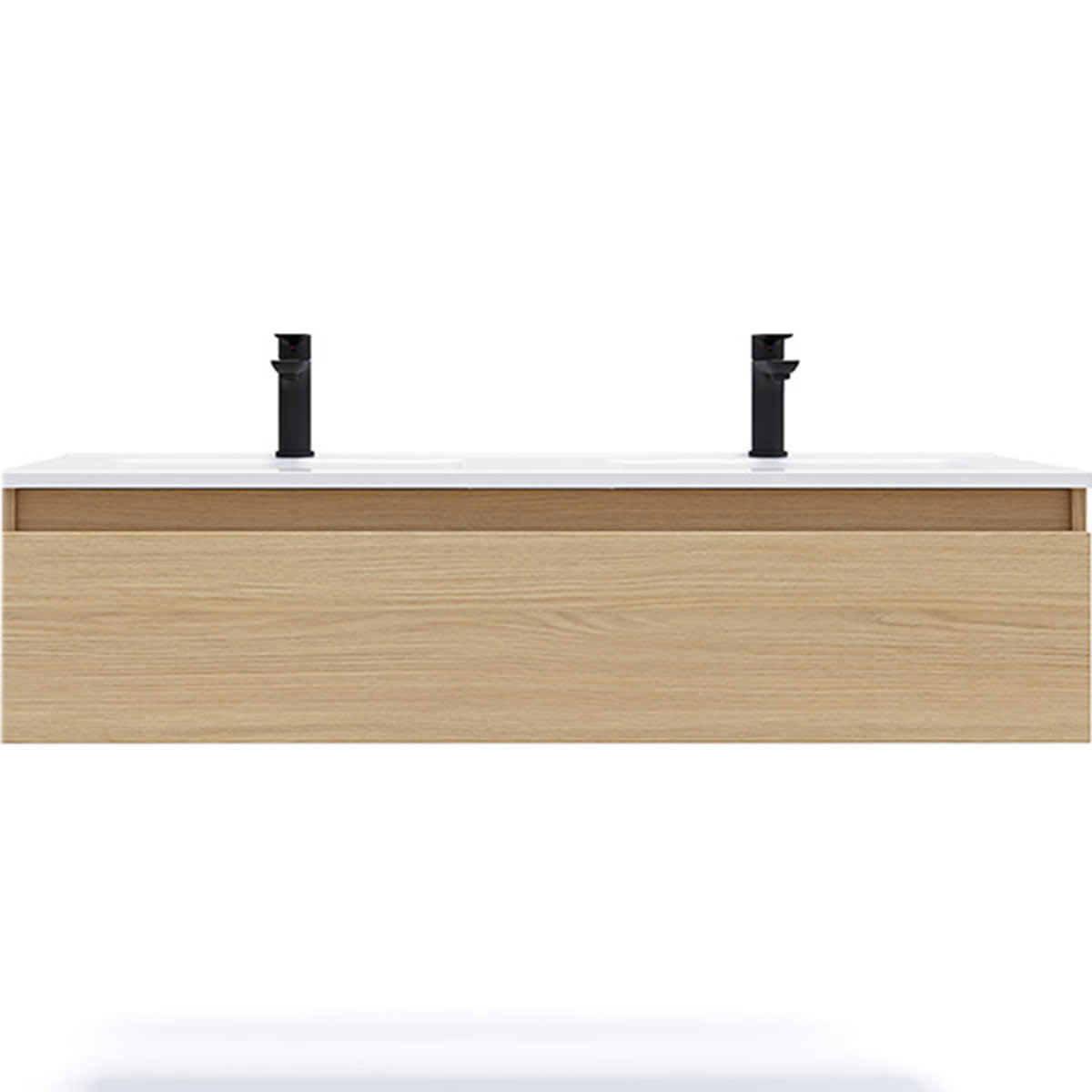 HUDSON - Meuble salle de bain double vasque 120cm 1 tiroir Chêne