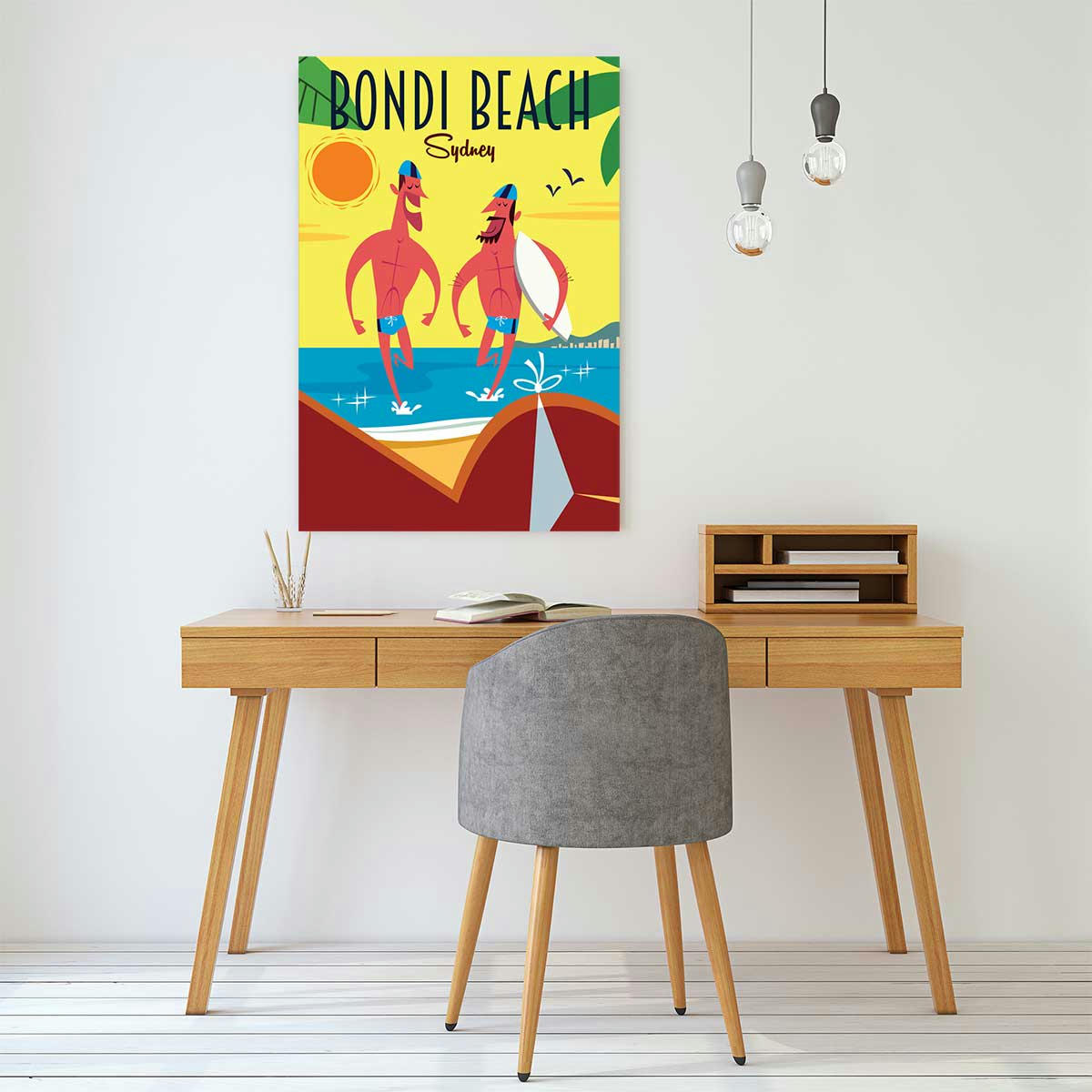 - Tableau surf à bondi beach imprimé sur toile 40x60cm