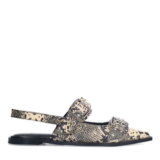 Snake buckle slingbacks
