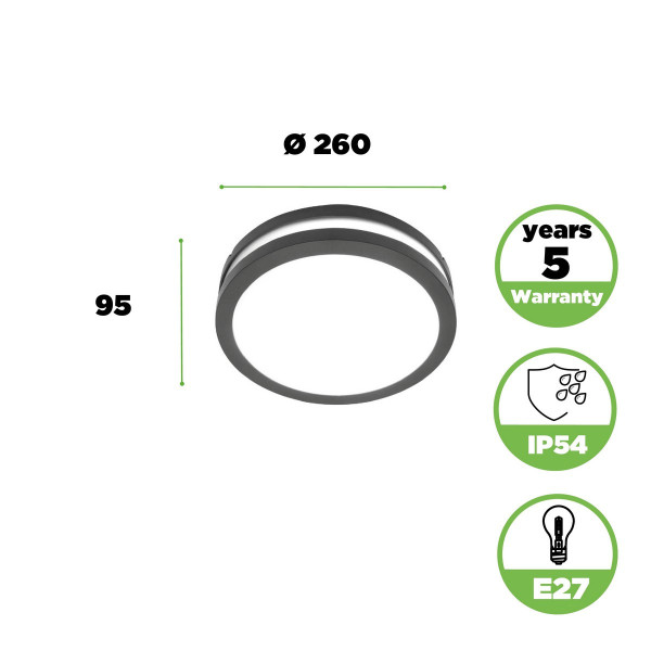 Lampa sufitowa zewnętrzna TITAN antracytowo-biała 1 x E27 x 60W IP54 Lutec