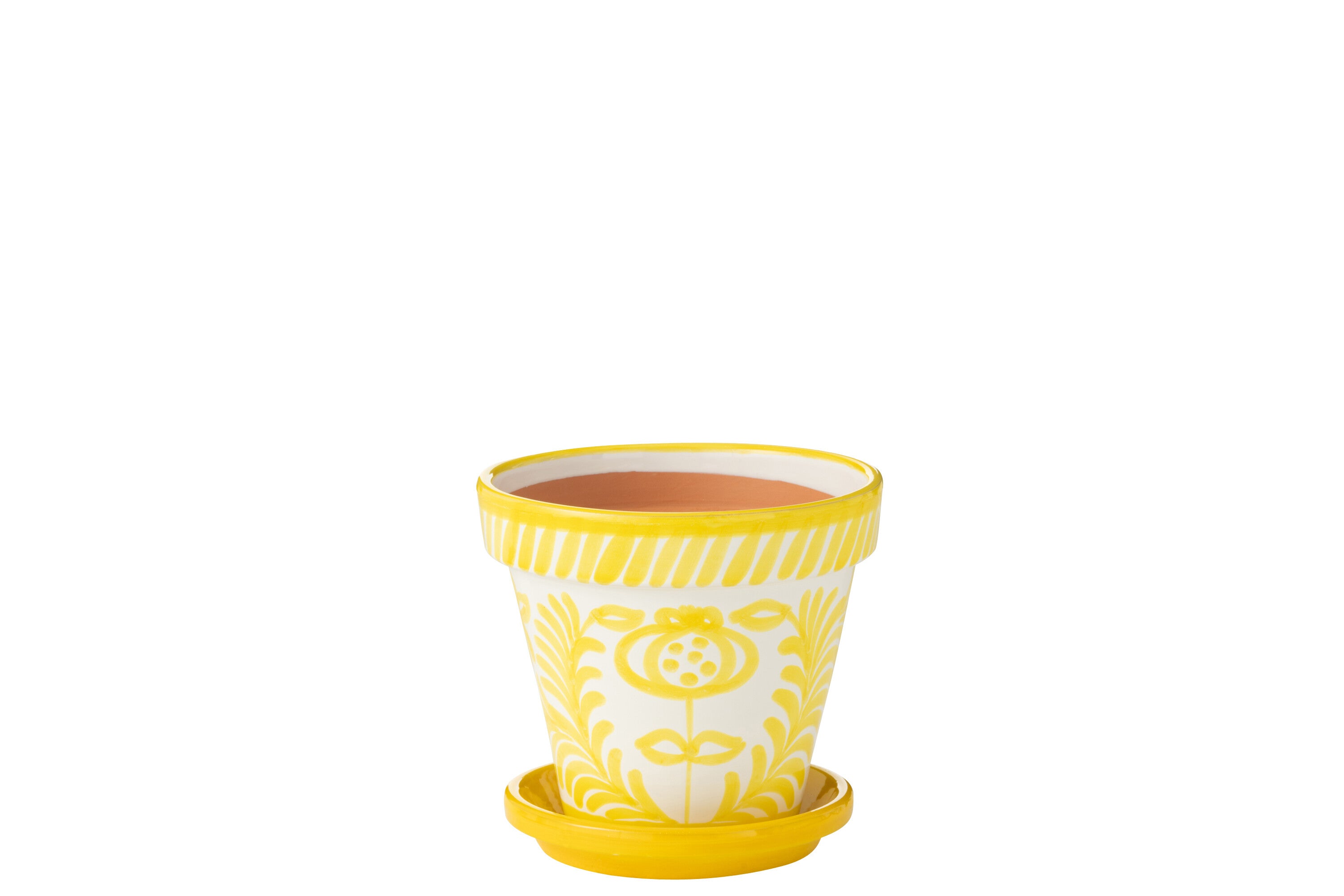 J-Line bloempot Granada Handmade   Painted - keramiek - geel - medium - Ø 27 cm
