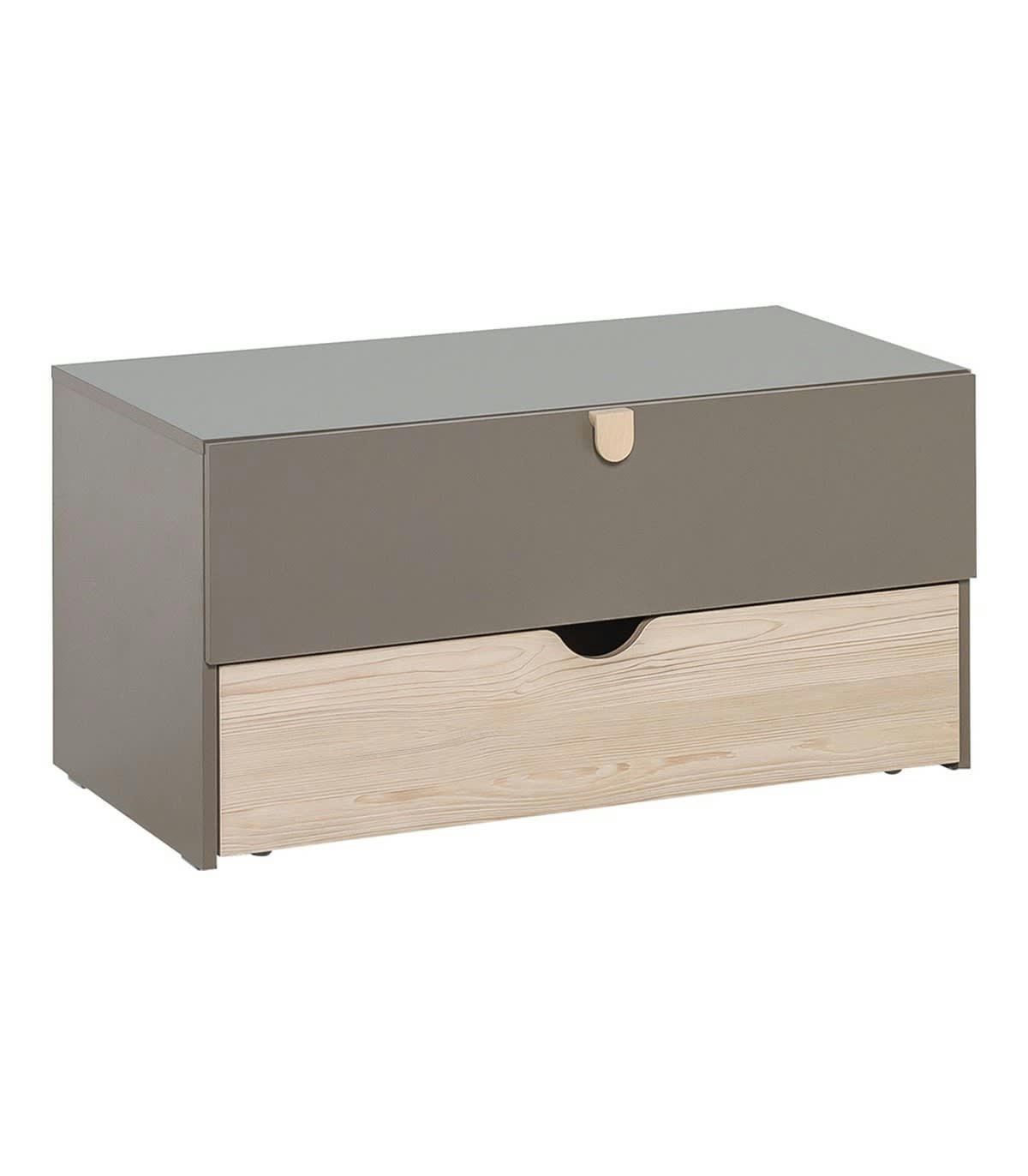 STIGE - Commode 2 Tiroirs avec tiroir mobile sur roulettes