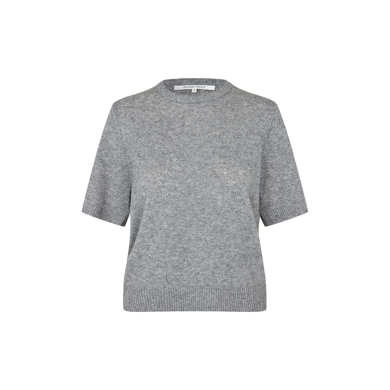 Amala Knit SS O-Neck, mid grey melange