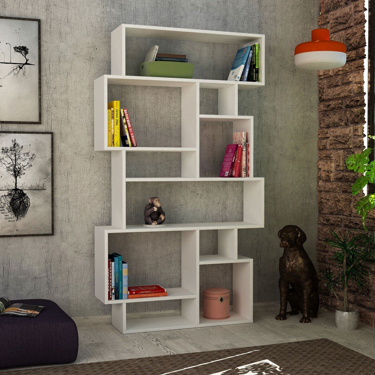 Calicosy - Boekenkast KARMATO - H168,5 cm - Wit