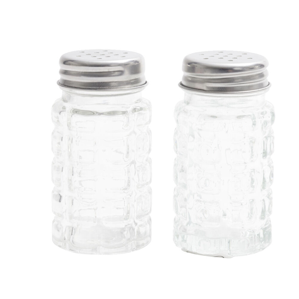 Salière et poivrière de table en verre et inox 50ml
