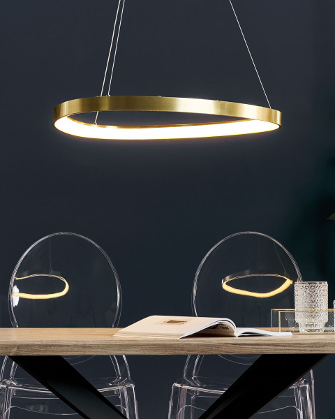 Lampa wisząca sufitowa LED koło dekoracyjna złota