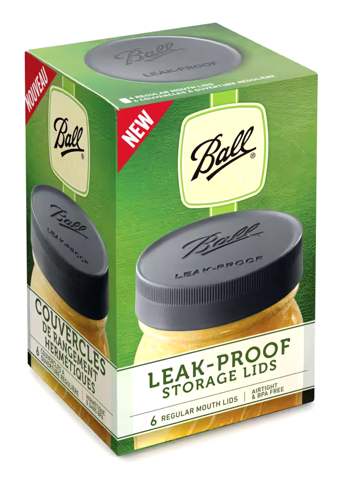 Ball Regular Mouth Plastic Leakproof Storage Lids for Mason Jars, 6 Count