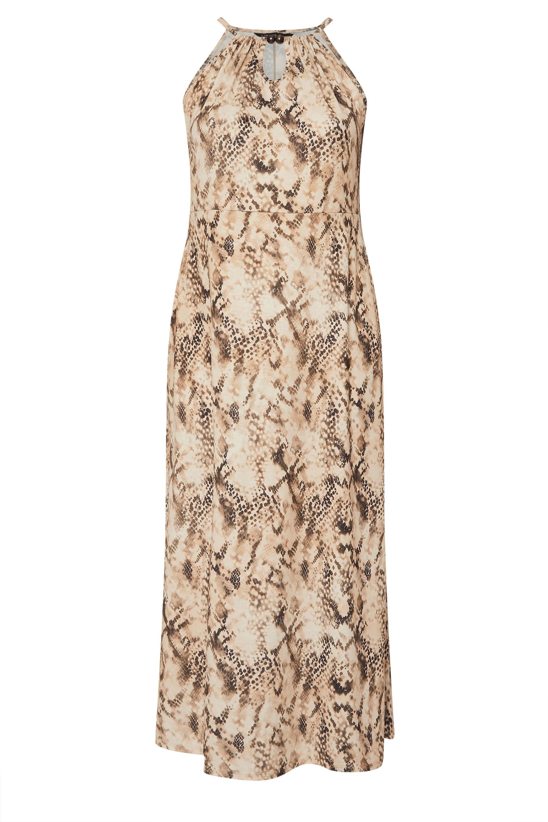 Yours Snake Print Beaded Halter Neck Dress