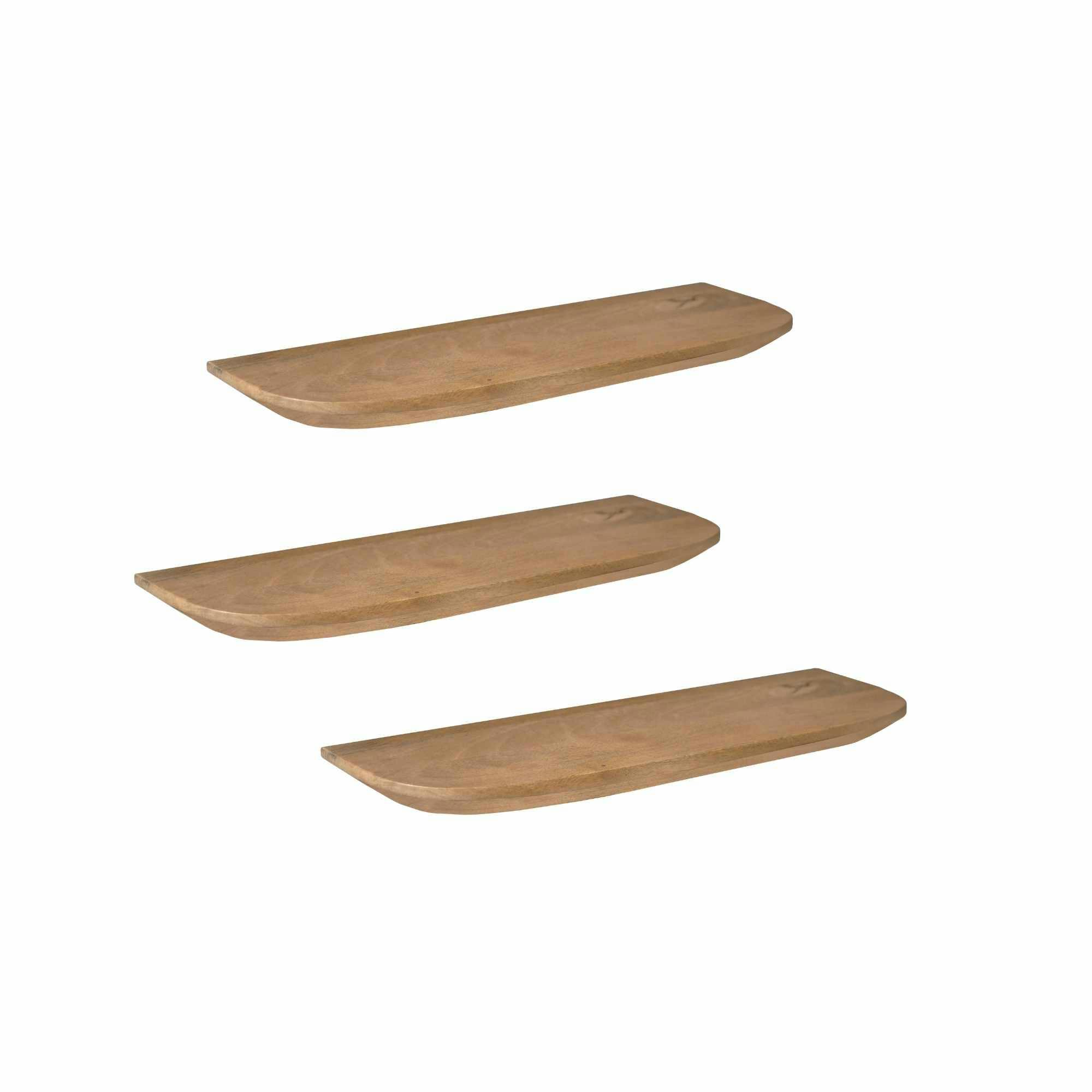 Etagère murale en bois de manguier 60 cm (lot de 3) ALMA