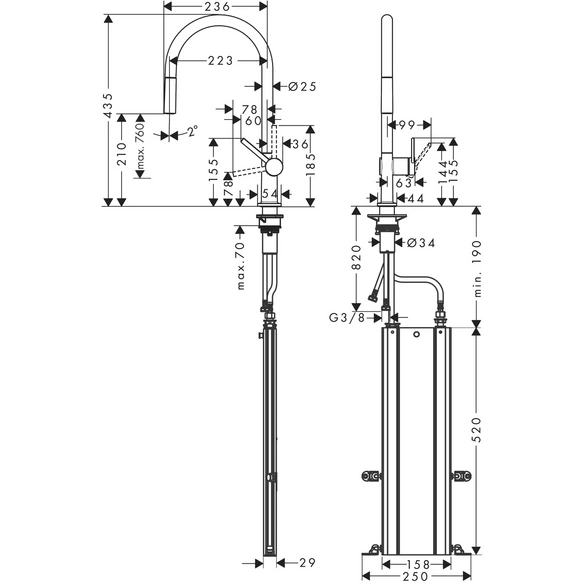 Armatur, »Talis M54«, rund, Ausladung 263 mm