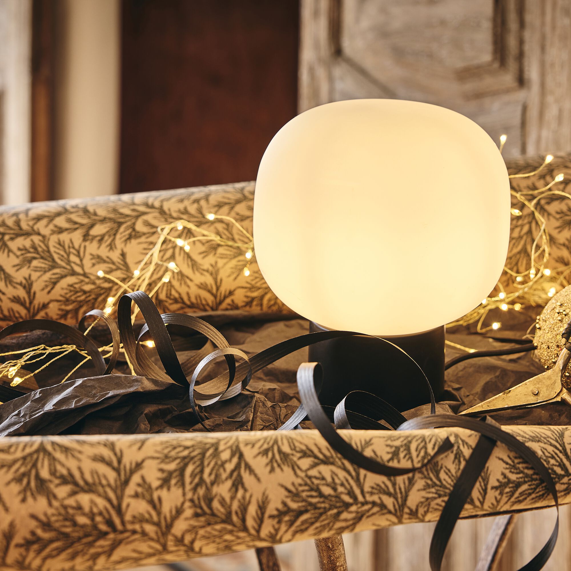 CAMILLE - Lampe à poser électrifiée en verre et en fer - noir