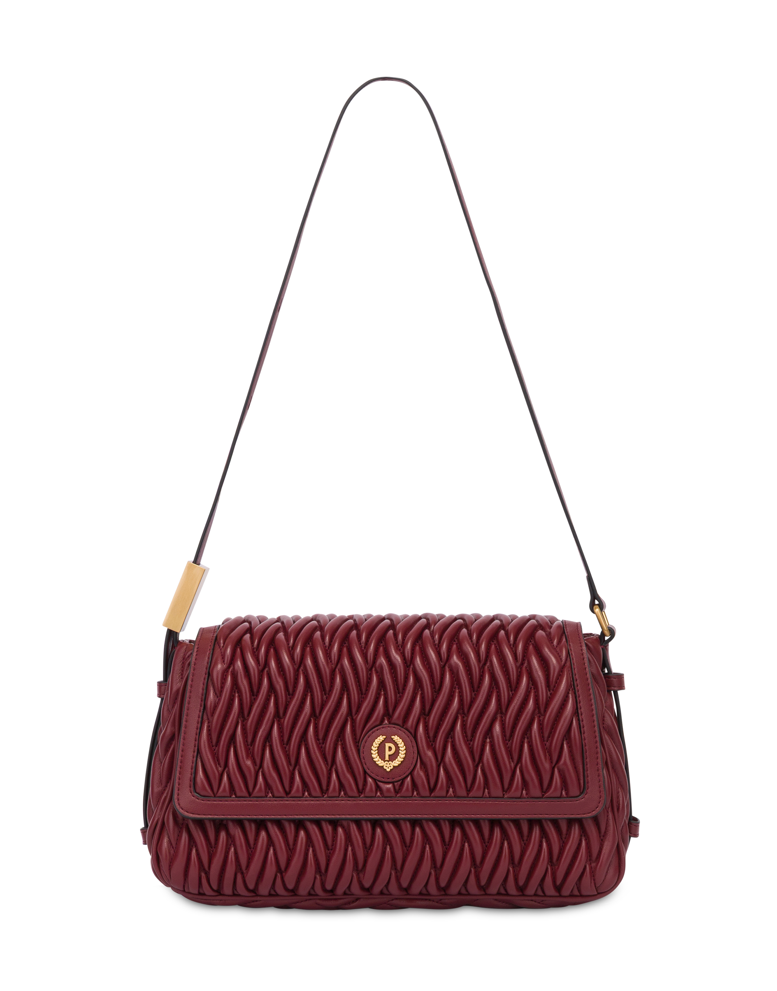 Borsa A Spalla Alba In Quilted Pu E Soft Pu Burgundy/burgundy