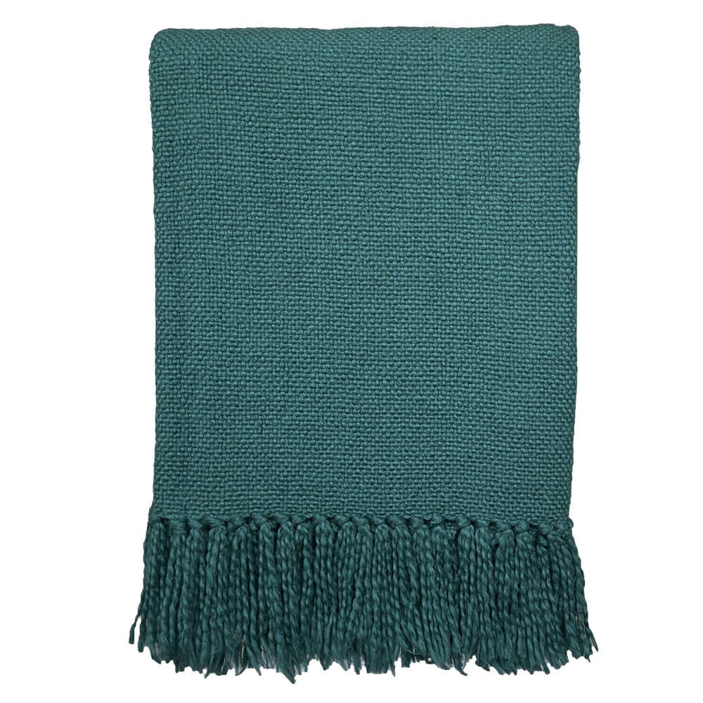 PLAID EN COTON - Plaid en coton vert sapin 127x152