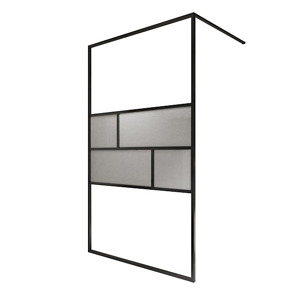 Paroi de douche fixe à l'italienne l. 100 x H. 200 cm, verre trempé anticalcaire transparent 6 mm, noir, Schulte Carvella