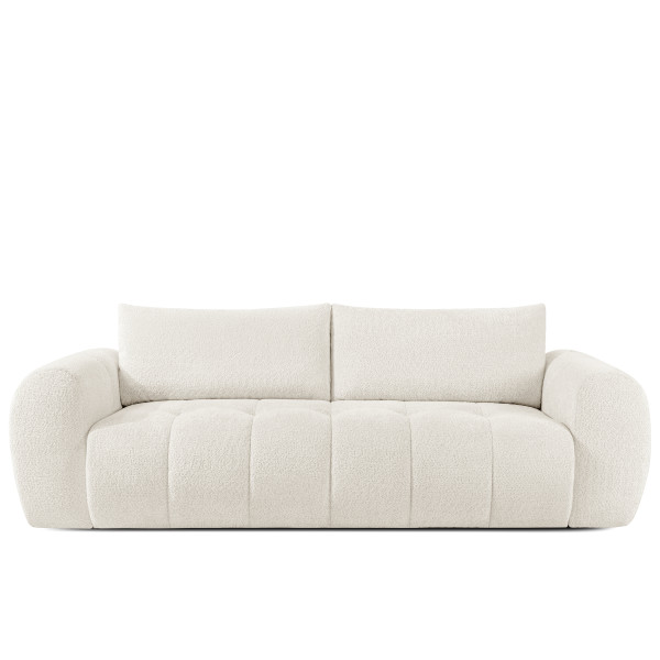 KONSIMO LIRA Sofa trzyosobowa rozkładana, z pojemnikiem na pościel, japandi