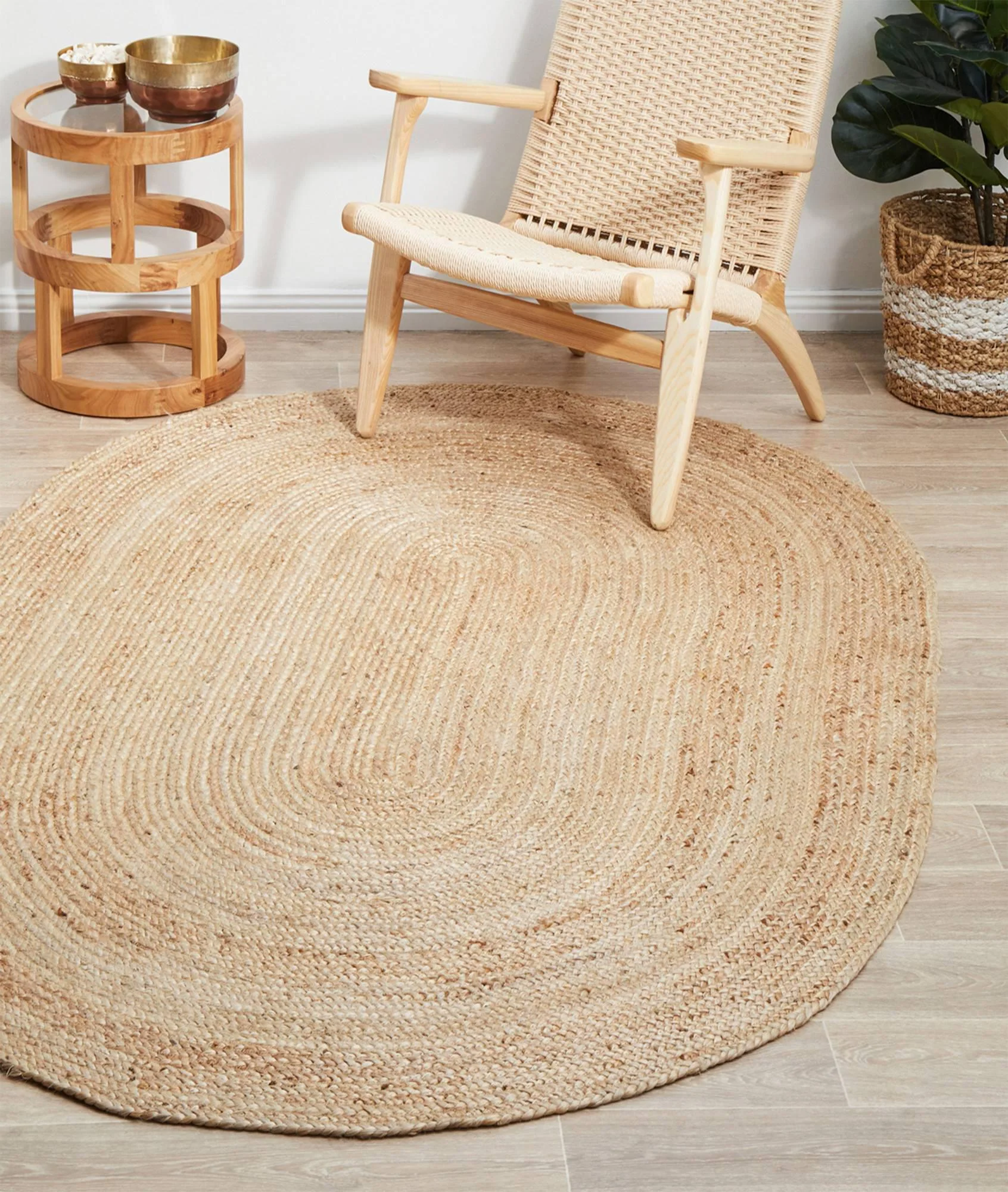 Vloerkleed Hazel ovaal handgemaakt jute