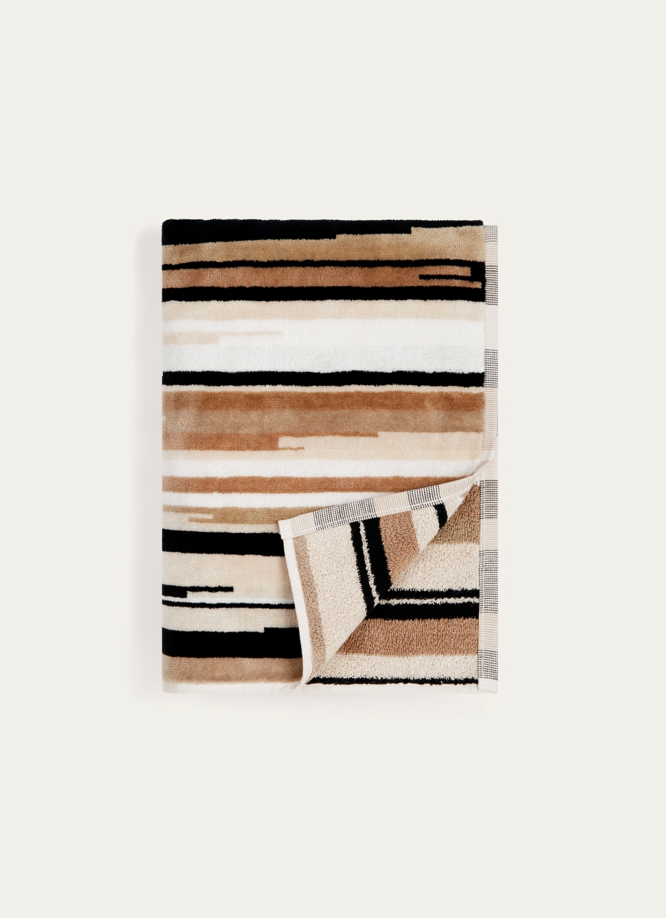 DRAP DE DOUCHE EN VELOURS à RAYURES MULTICOLORE