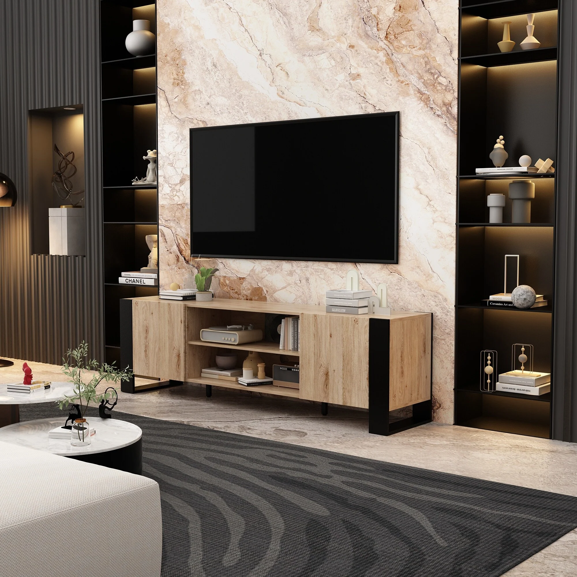 Living Room Essential: 68.9 TV Stand Optional Electric Fire Feature