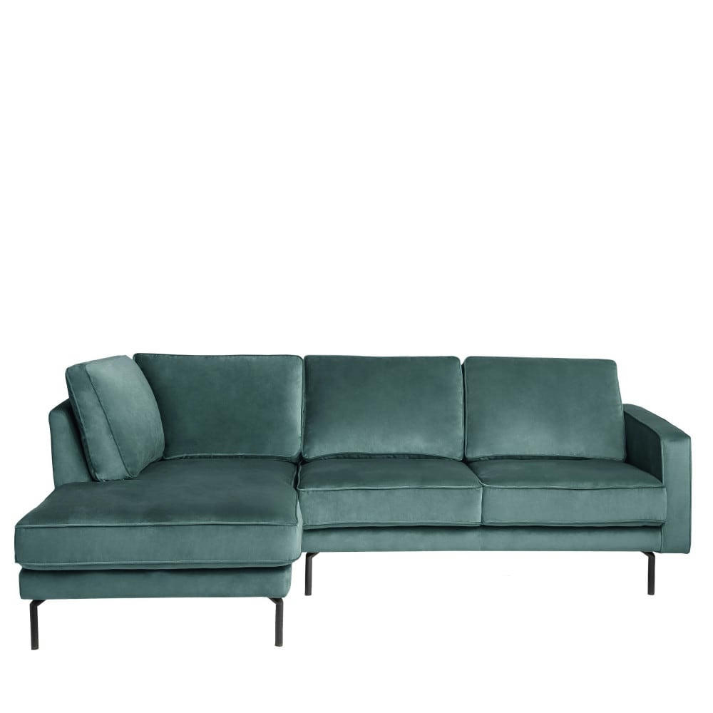 ORSO - Canapé d'angle gauche en velours vert eucalyptus 3 places