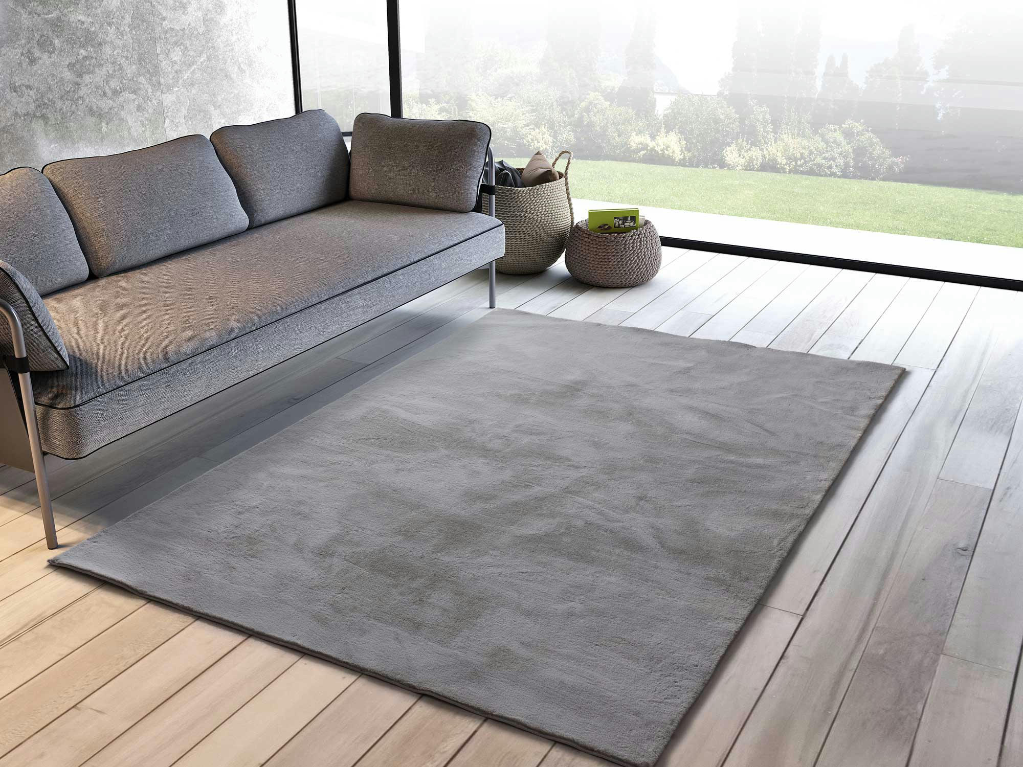 XIANA - Tapis doux lavable gris clair, 80X150 cm