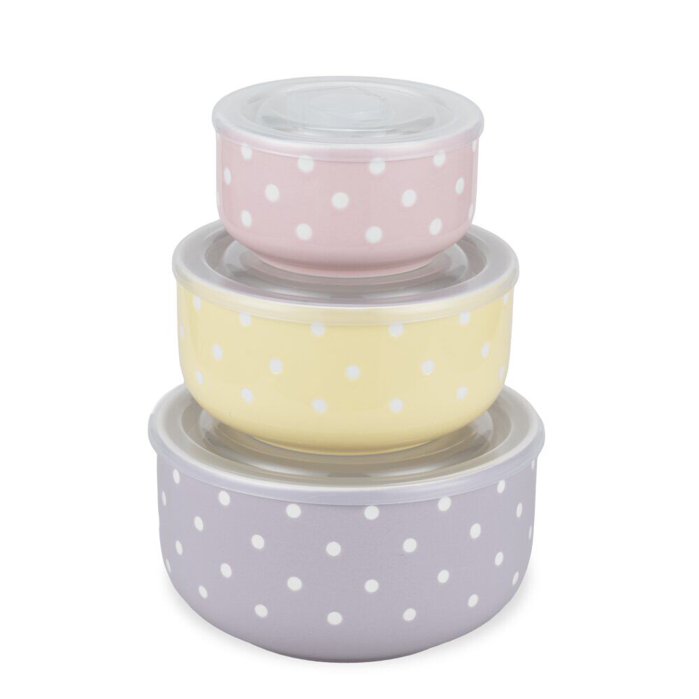 BoÎte à lunch x3 céramique motifs pois blancs 225/485/900ml