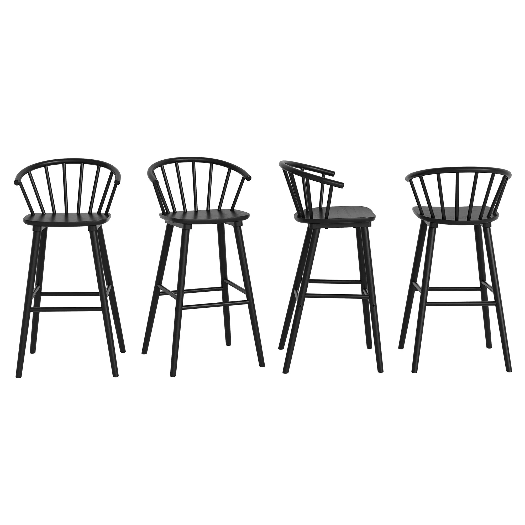 Set of 4 Counter Height 30.in Bar Stools for Kitchen Island with Solid Wood and Spindle Back