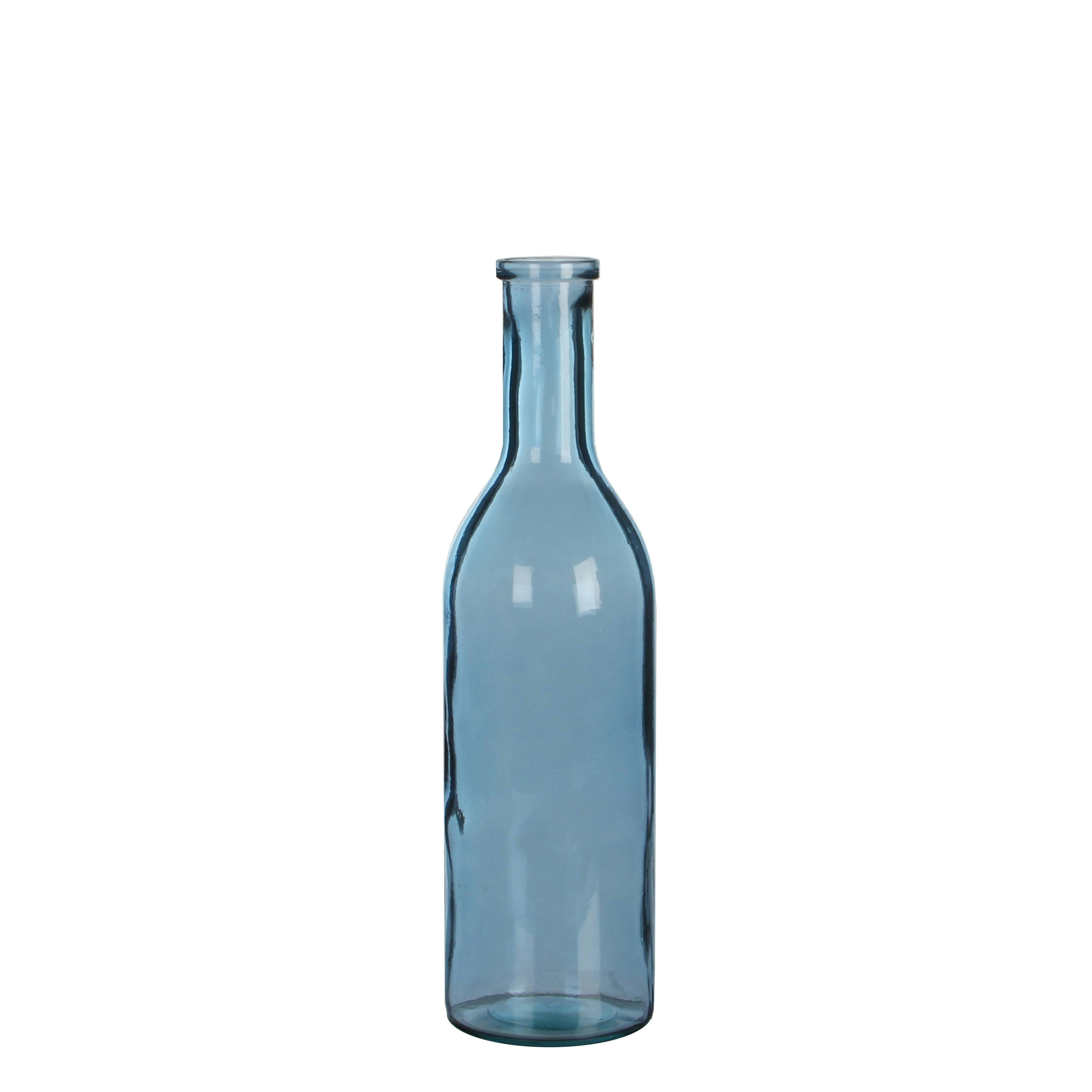 RIOJA - Vase bouteille en verre recyclé bleu H50