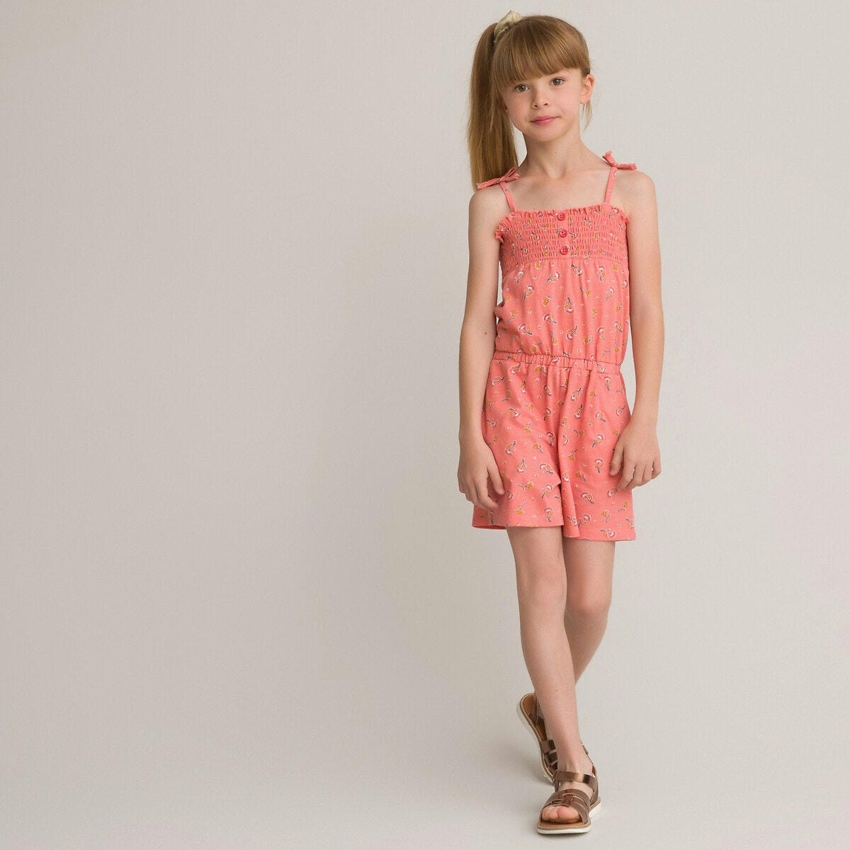 Combishort à bretelles en coton bio 3-12 ans