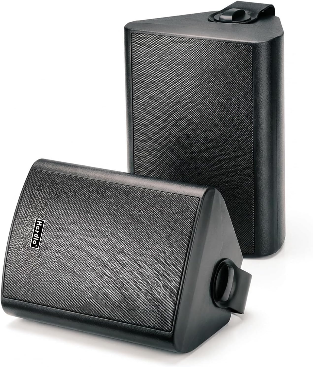 Herdio 6.5 400W Outdoor Bluetooth Speakers, IPX5 Waterproof Rating and Be Able to Wireless Multi-Connection Up to 20 Units for Patio/Porch/Balcony (Black, 2-Pack)