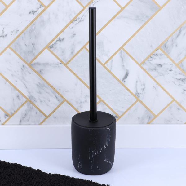 Szczotka toaletowa Everist Black Marble z pojemnikiem
