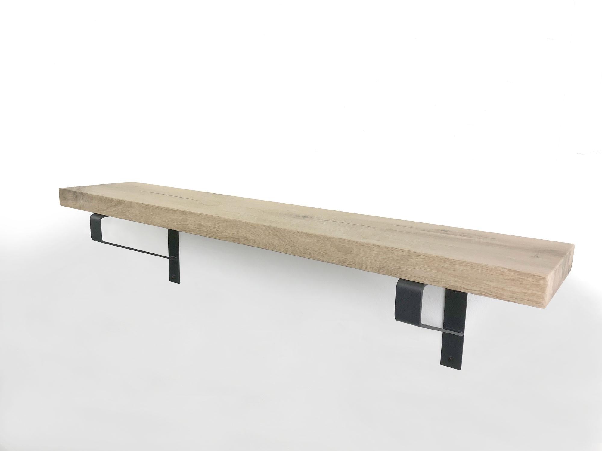 Woodbrothers Eiken wandplank massief recht 120cm op 25cm diepe dragers