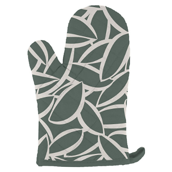 Gant et manique motif végétal vert et blanc l. 20 X L. 28 cm Guy Levasseur