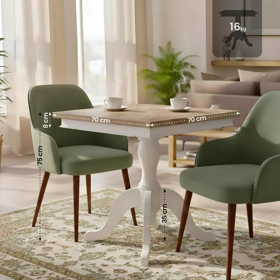 CLP Bijzettafel Grasby wit Frame - Hout - natura/wit