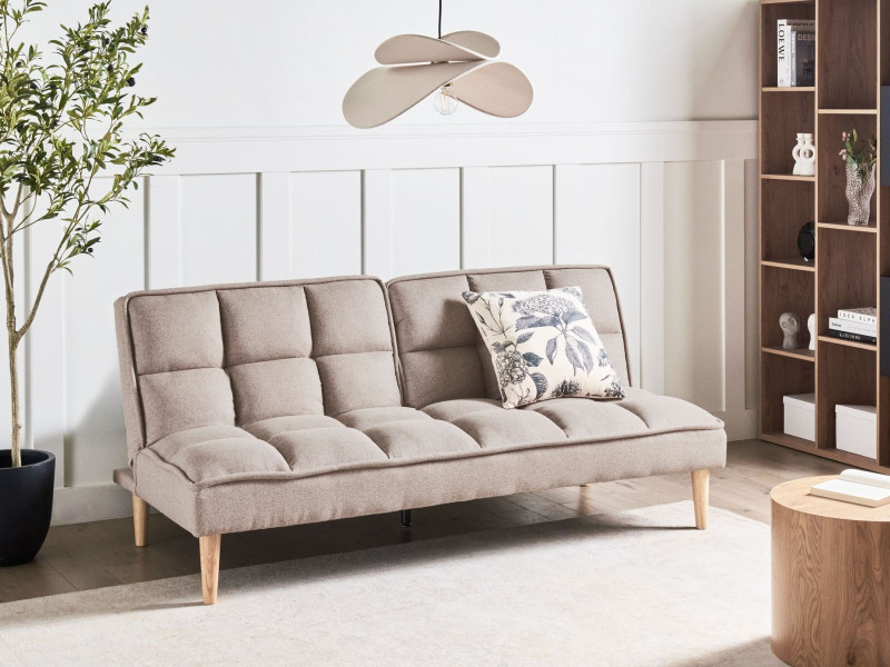 Sofa kanapa rozkładana 3-osobowa jasnobrązowa