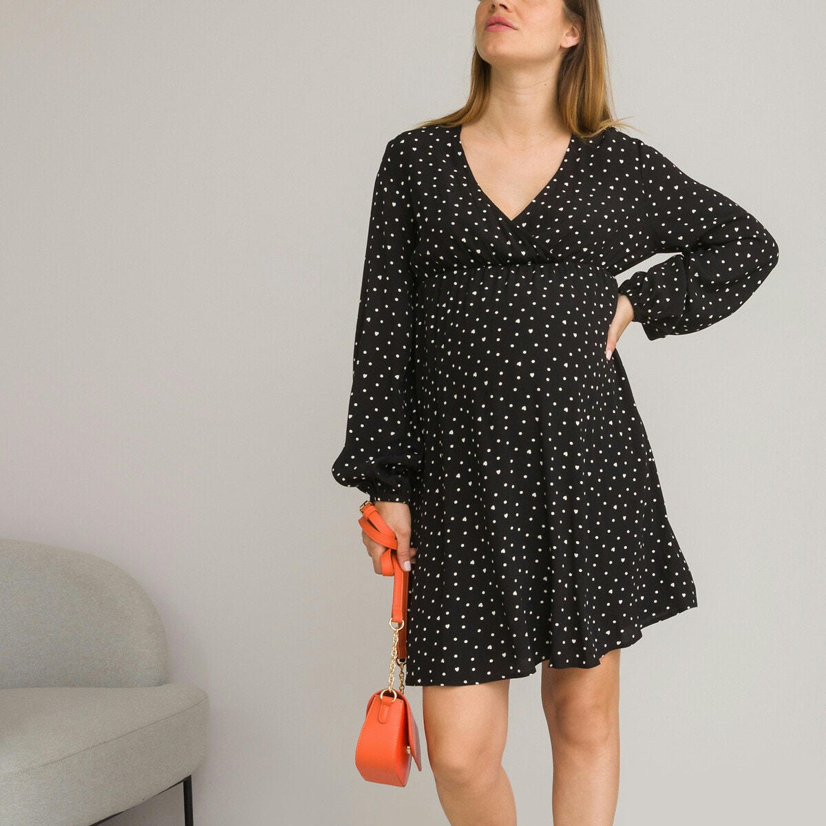 Robe de grossesse, forme cache-cœur