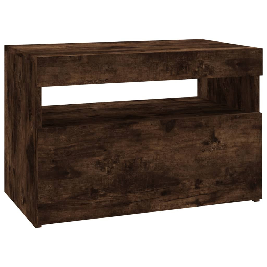 Szafka Pod Telewizor Półka Stolik RTV Brązowy LED 60x35x40 cm