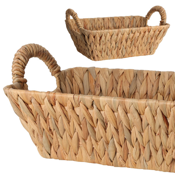 Kosz z uchwytami prostokątny 30x20 cm pleciony brązowy