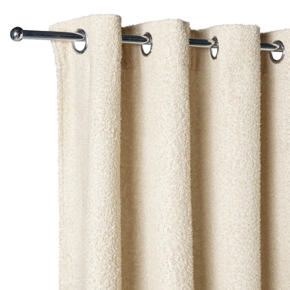 Rideau à oeillets bouclette polyester beige 140x240cm