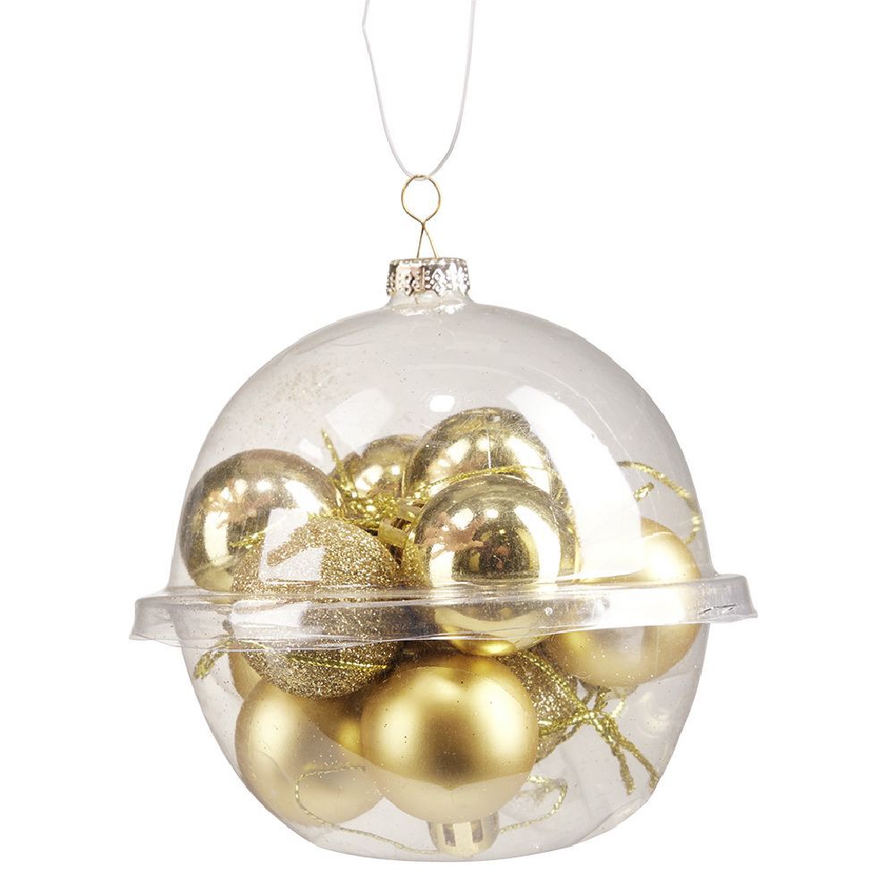 Petite boule de No&euml;l polystyrène doré Ø3cm x12