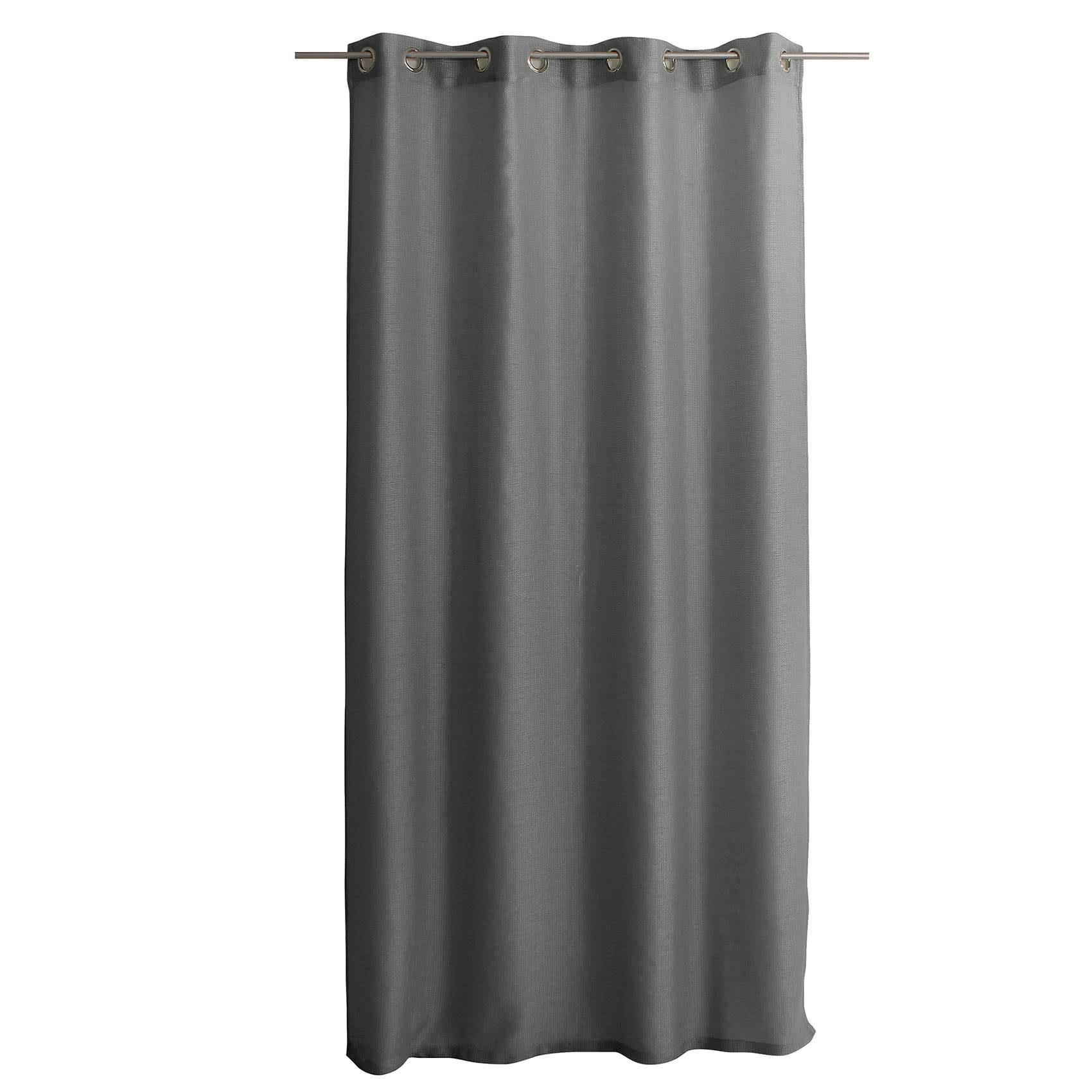 - Voilage uni ajouré à œillets polyester gris 140x240 cm