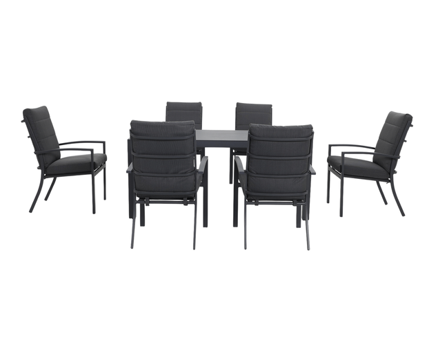 Jette 6 Seater Dining Bundle - Gunmetal Grey
