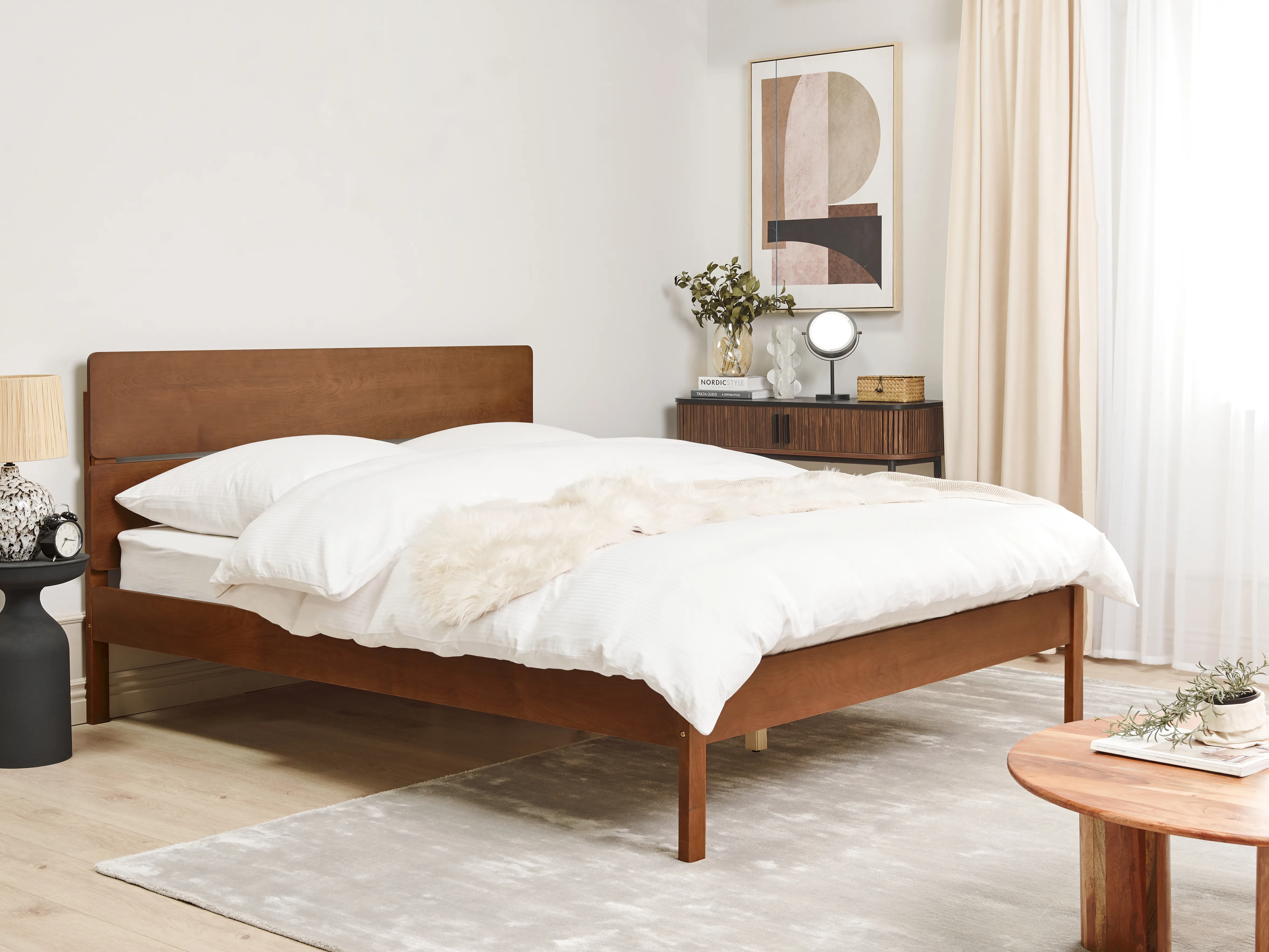 Bed Wood BOISSET 160 x 200 cm (EU King Size) Dark Brown