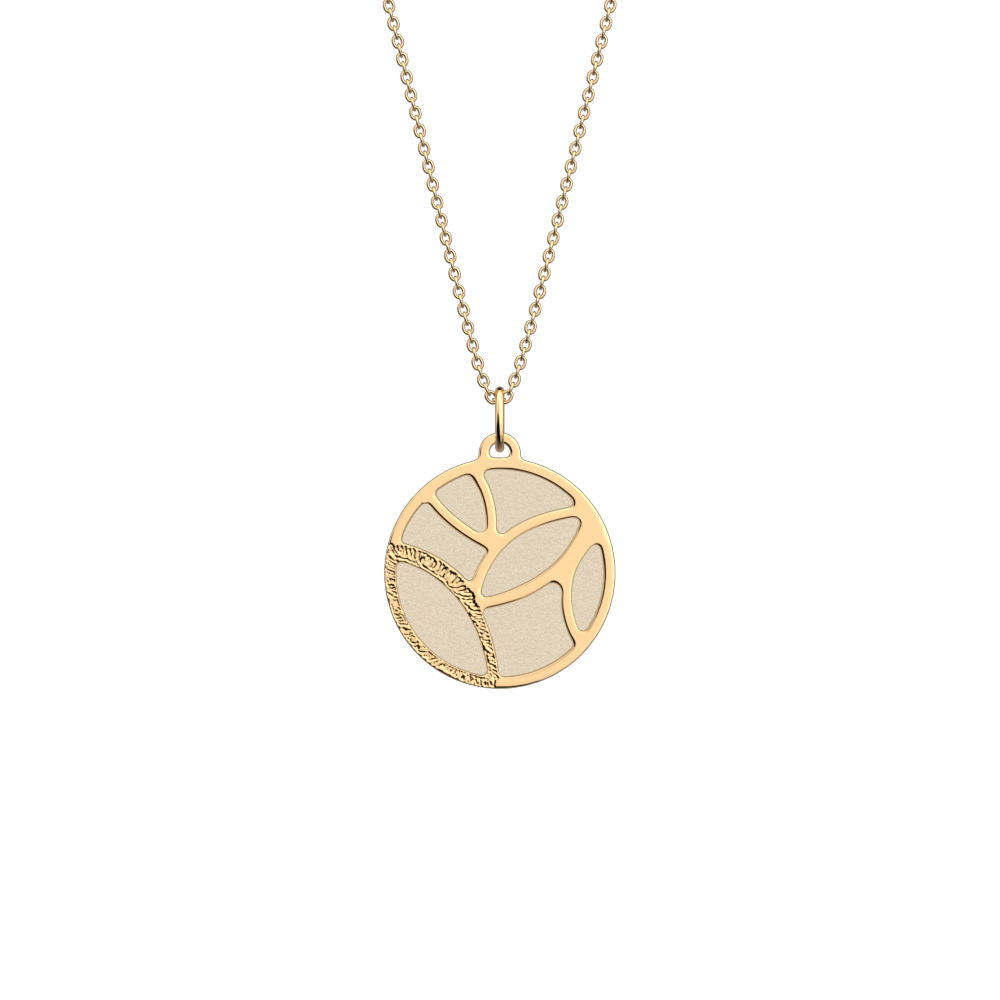 Collier Jungle, cuir réversible Paillettes Dorées / Crème