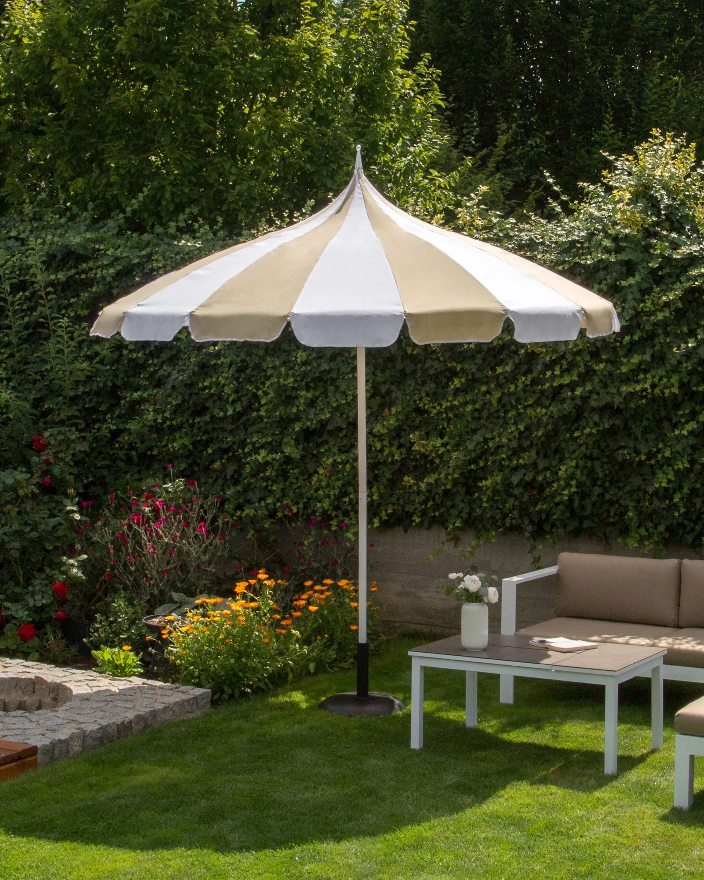 Market Parasol 245 cm MINOA White/ Beige