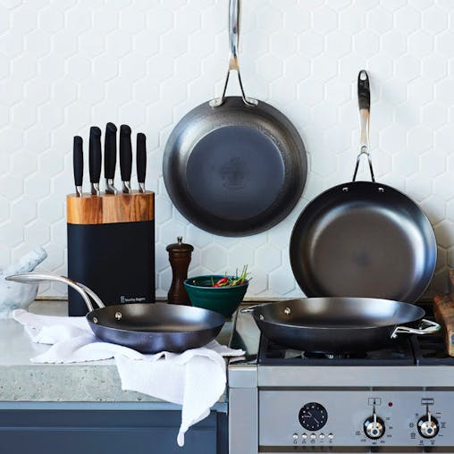 Stanley Rogers 2pc Lightweight Cast Iron Bundle Frypan 24cm Cooks Pan 30cm