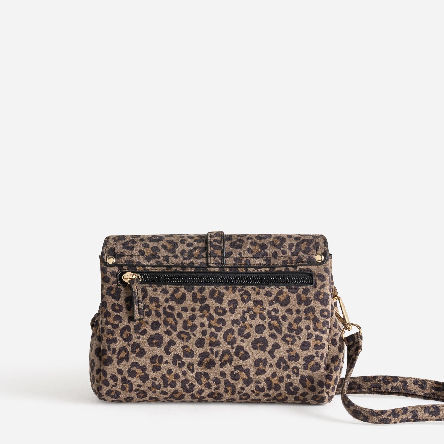 Sac à main marron suédé à motif léopard