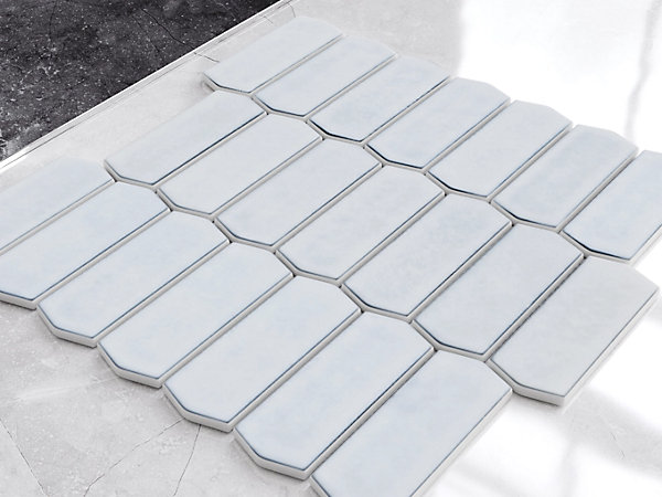 Mosaïque en verre sur maille pour salle de bain ou cuisine 29.7cm x 28.8cm - Caotic grey