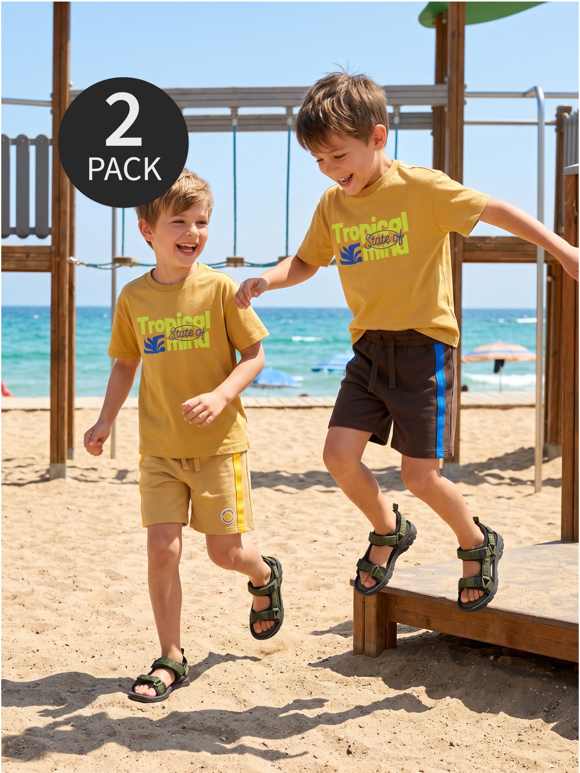 Szorty dresowe z ozdobnymi lampasami 2 pack